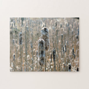 Fluffy Cattails im Frühling Puzzle