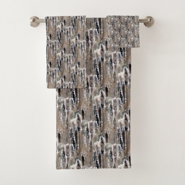 Fluffy Cattails Naturmuster Badhandtuch Set (Insitu)