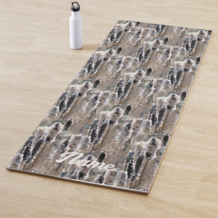 Fluffy Cattails Naturmuster Personalisiert Yogamatte