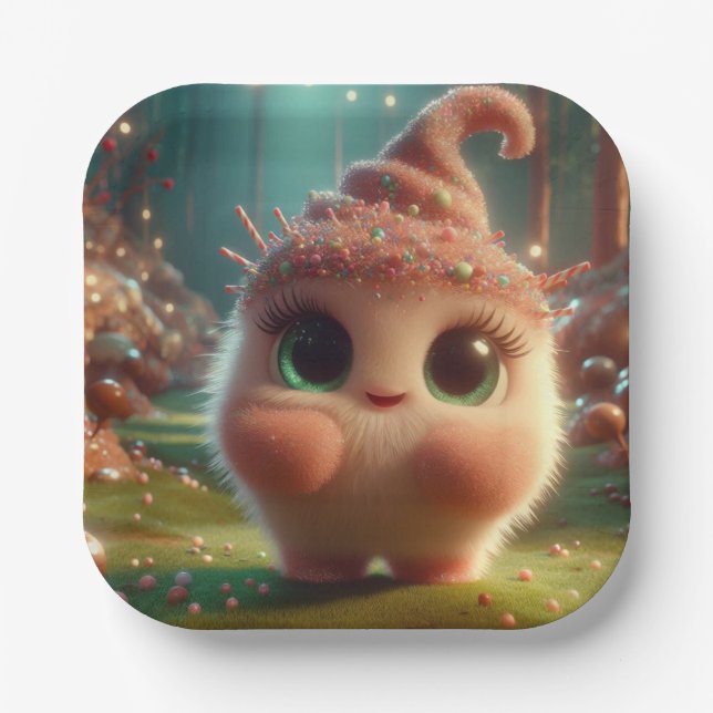 Fluffy Chocolate Creature Pappteller (Vorderseite)