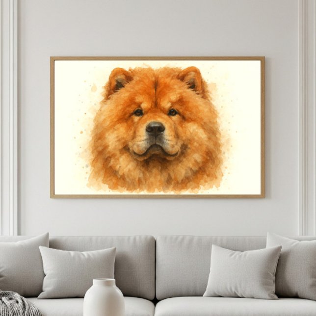 Fluffy Chow Chow Watercolor Portrait Poster (Von Creator hochgeladen)