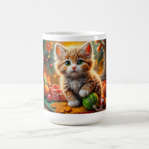 Fluffy Christmas Kitten Kaffeetasse