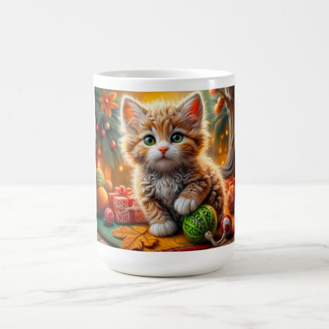 Fluffy Christmas Kitten Kaffeetasse (Mittel)