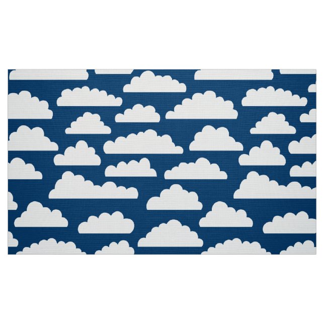 Fluffy Clouds Pattern - White on Blue 00396c Stoff (Fat Quarter (45,7 x 55,9 cm))