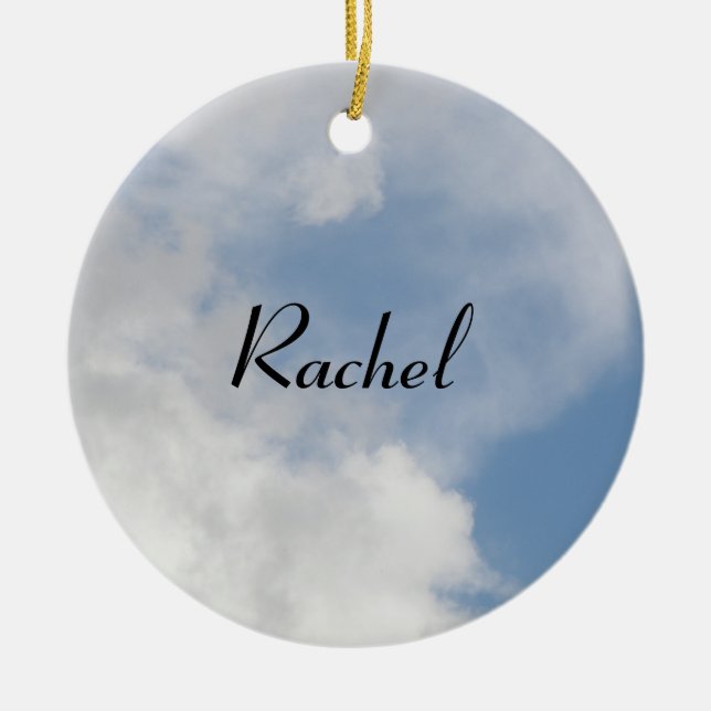 Fluffy Clouds Personalisierter Message Pendant Keramik Ornament (Vorne)
