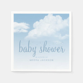 Fluffy Clouds Raindrops Baby Shower Serviette