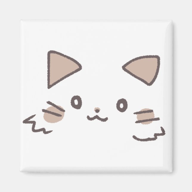 Fluffy Collar Cat Magnet - Feminine マグネット (Vorne)