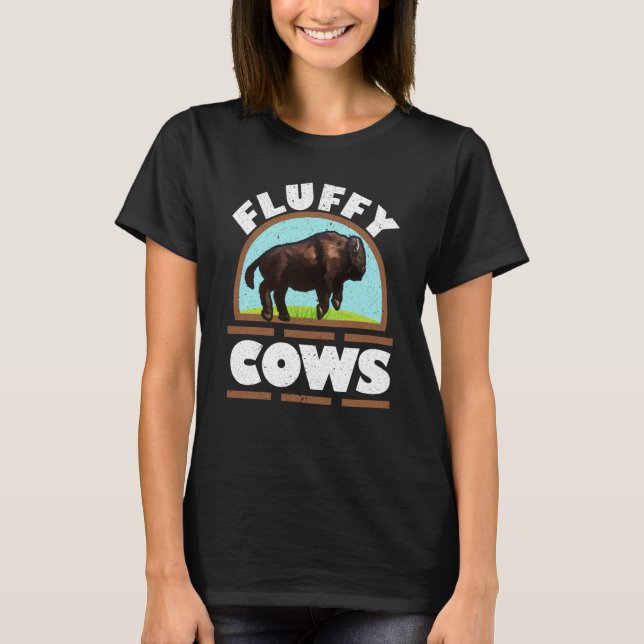 Fluffy Cows Wildlife Animal Bull Bison Buffalo  1 T-Shirt (Vorderseite)