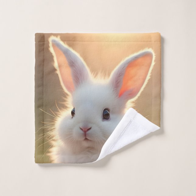Fluffy, cute, white bunny, super adorable   waschlappen (Waschlappen)