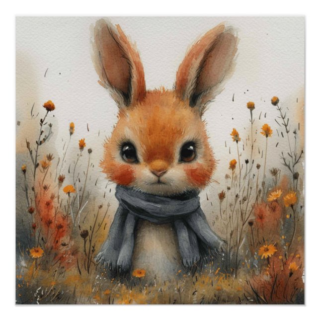 Fluffy Delight: Ein bisschen Whimsy Bunny Poster (Vorderseite)