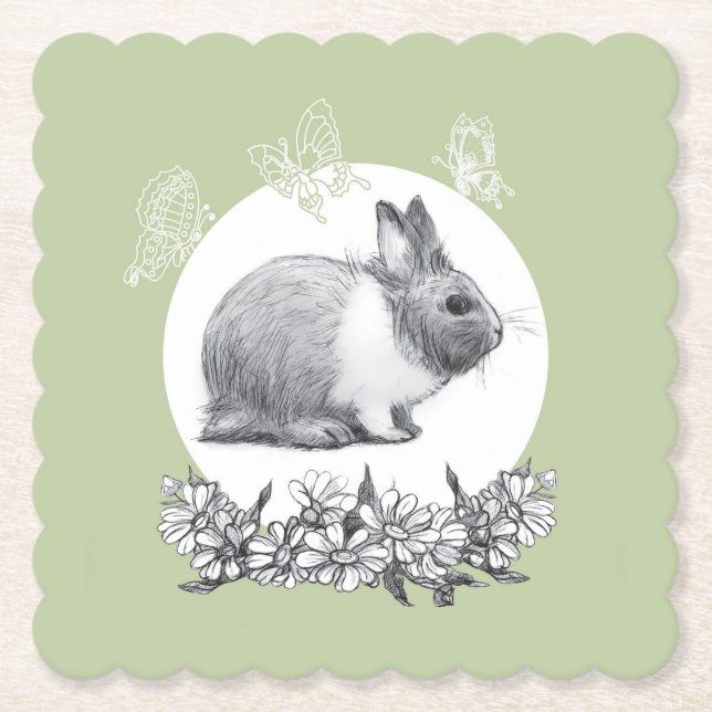 Fluffy des Kaninchens Untersetzer (Vorderseite)