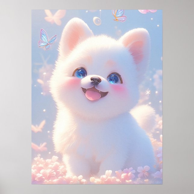 Fluffy Dog Whimsical Dream Poster (Vorne)
