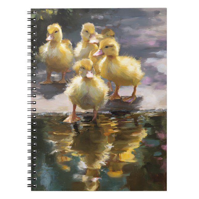 Fluffy Ducklings Pond Reflection Art Notizblock (Vorderseite)