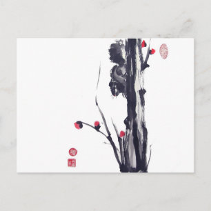 Fluffy Eichhörnchen auf Baum Postkarte