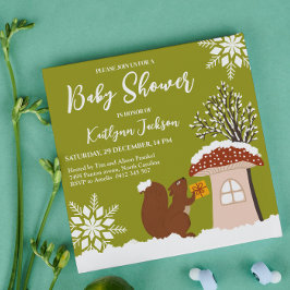 Fluffy Eichhörnchen Geschenk Winter Baby Dusche Einladung