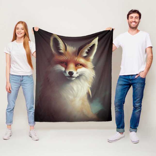 Fluffy Fantasy Red Fox Watercolor Fleecedecke (Beispiel)