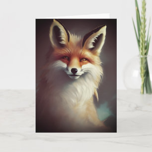Fluffy Fantasy Red Fox Watercolor Karte