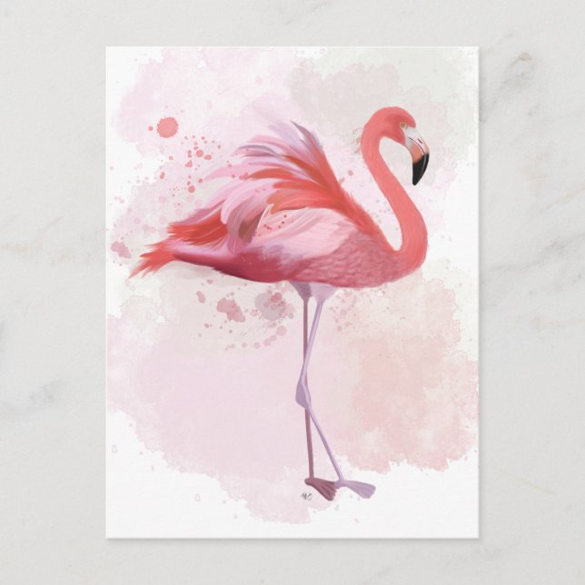 Fluffy Flamingo Postkarte (Vorderseite)