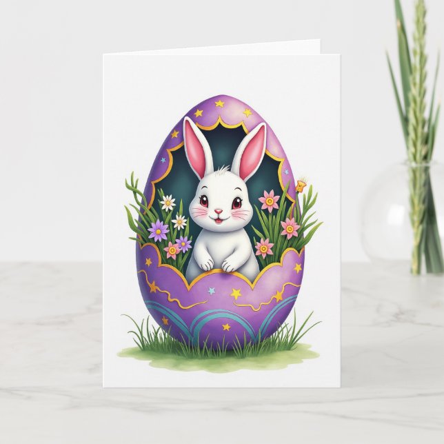 Fluffy Friend Easter Egg Card Karte (Vorderseite)