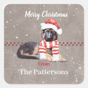 Fluffy German Shepherd Welppy so Niedlich Quadratischer Aufkleber