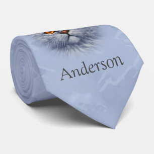 Fluffy Gray Tabby Cat Kitten Face Krawatte