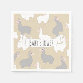 Fluffy Gray & White Llamas Babydusche Serviette