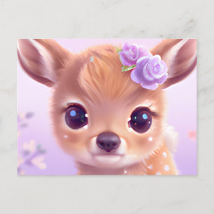 Fluffy Happy Baby Deer mit Elfenbeinnase Postkarte