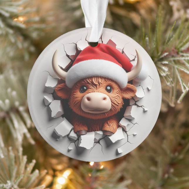 Fluffy Highland Cow Festive Ornament (Baum)