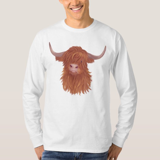 Fluffy Highland Cow Illustration  T-Shirt (Vorderseite)