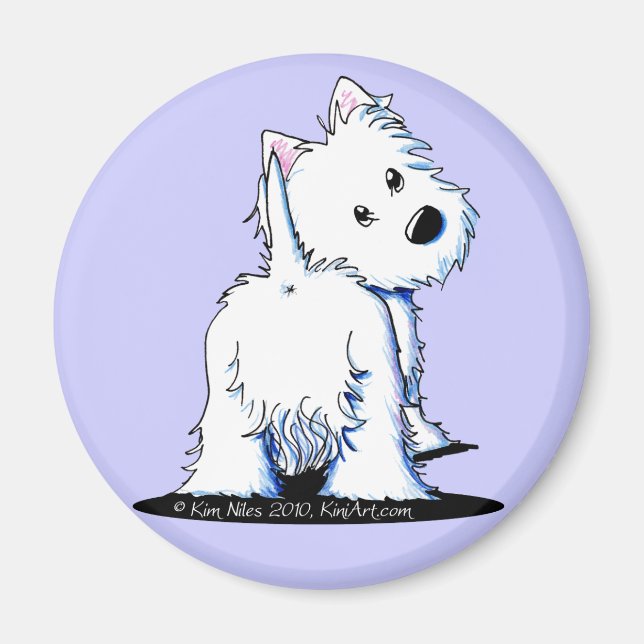 Fluffy Hintern Westie Magnet (Vorne)