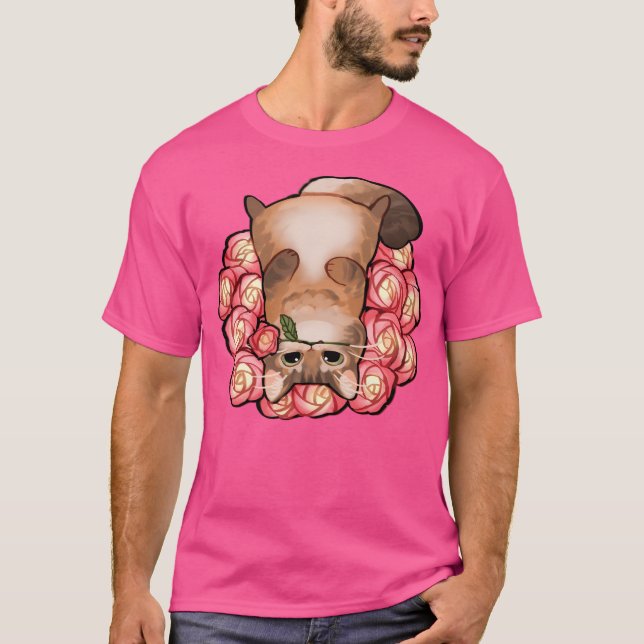 Fluffy Honey Cat mit Rose T-Shirt (Vorderseite)