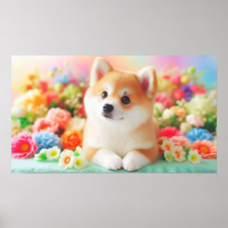 Fluffy Hund mit Big Eyes | Joyful Pet Image Poster