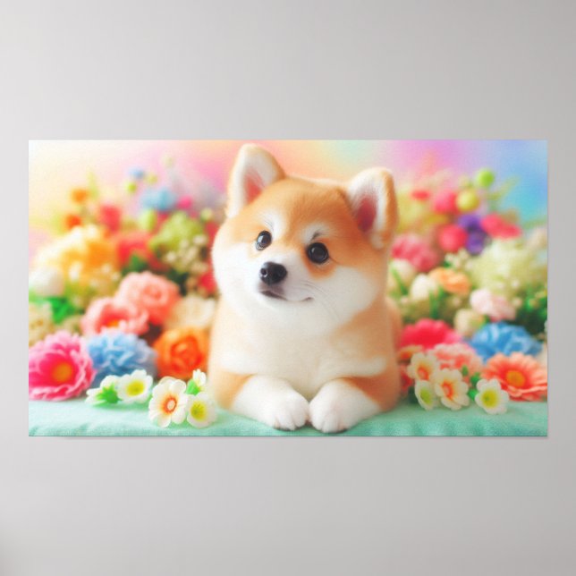 Fluffy Hund mit Big Eyes | Joyful Pet Image Poster (Vorne)