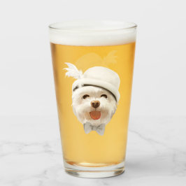 Fluffy Hund mit Weißhut Glas