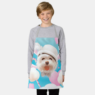 Fluffy Hund mit Weißhut Schürze