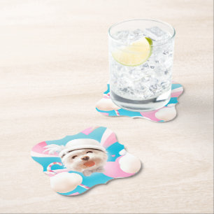 Fluffy Hund mit Weißhut Untersetzer