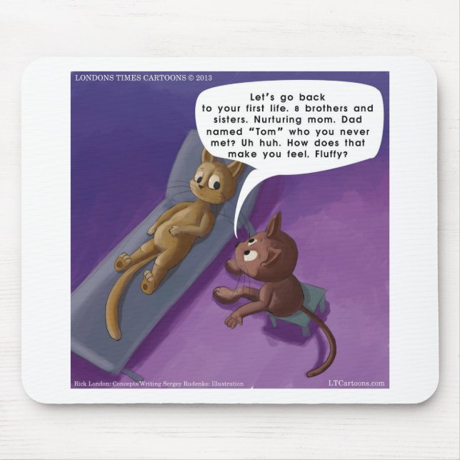 Fluffy in der Therapie Funny Cat Cartoon Mousepad (Vorne)