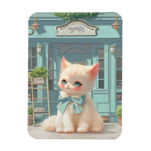 Fluffy Kitten mit Blue Bow im Konditorladen Magnet