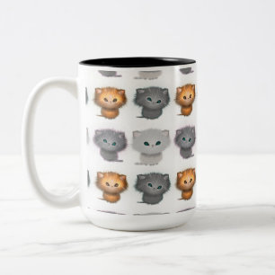 Fluffy Kittens Pattern Zweifarbige Tasse