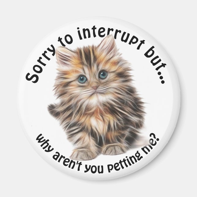 Fluffy Kitty Funny Pet Me Quote Magnet (Vorne)