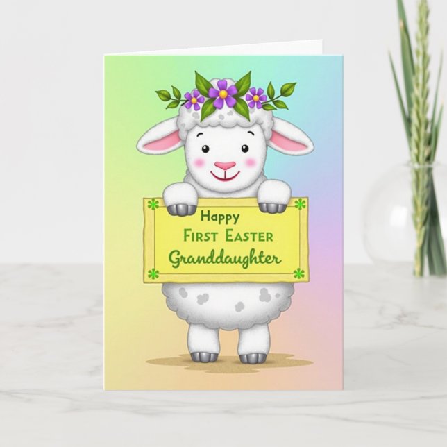 Fluffy Lamb Easter Message Card Karte (Vorderseite)