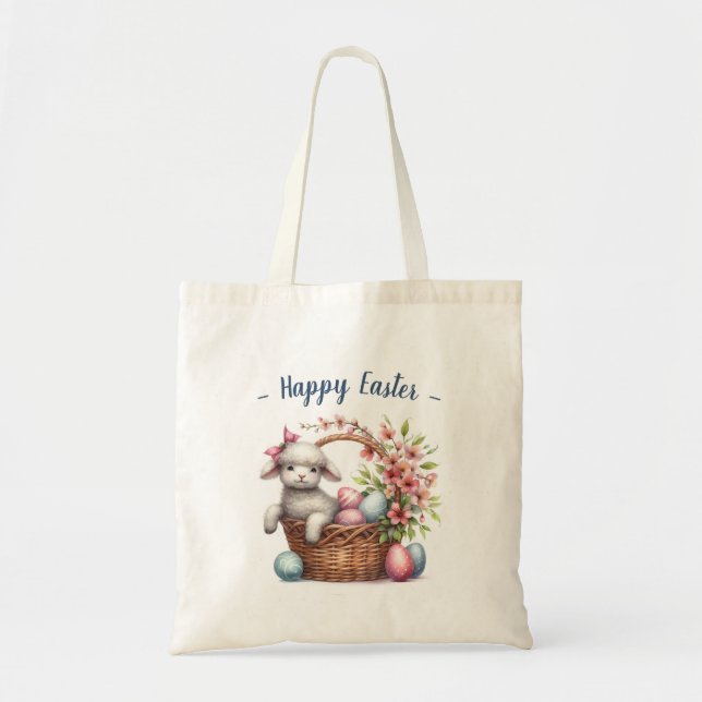 Fluffy Lamb und Ostereier Tragetasche (Vorne)