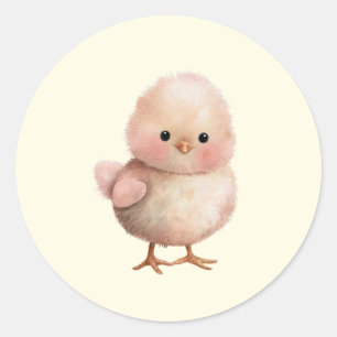 Fluffy Little Chick   Niedlicher Frühling und Oste Runder Aufkleber