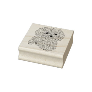 Fluffy Little Poodle Dog Gummi Briefmarke Gummistempel