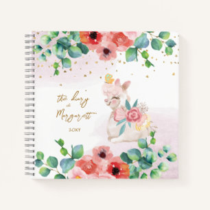 Fluffy Llama Illustration Blume Girl Daily Diary Notizbuch