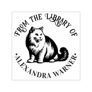 Fluffy Long Hair Cat Sitting #2 Bibliotheksname Permastempel
