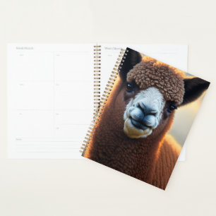 "Fluffy Majesty: The Big Wooly Brown Alpaca" Planer