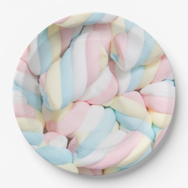 Fluffy Marshmallow Drehungen Candy Pappteller (Vorderseite)
