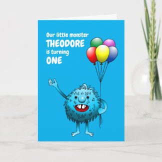 Fluffy Niedlich Blue Monster zum Geburtstag Einlad Einladung