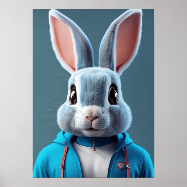 Fluffy & Niedlich - Kaninchenkopfwerk Poster (Vorne)